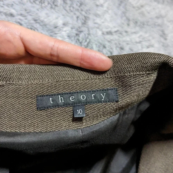 Theory Brown Wool Blazer Jacket Size 10 Hidden Buttons - Picture 3 of 9
